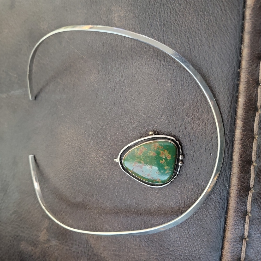 Signed Ricky Ortiz Navajo Pendant/ Brooch Necklace 925 Sterling Mexico … - Picture 8 of 10